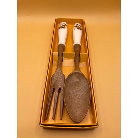 Vintage Walt Disney Mickey Mouse Salad Serving Fork and Spoon Retro - Picture 4 of 10